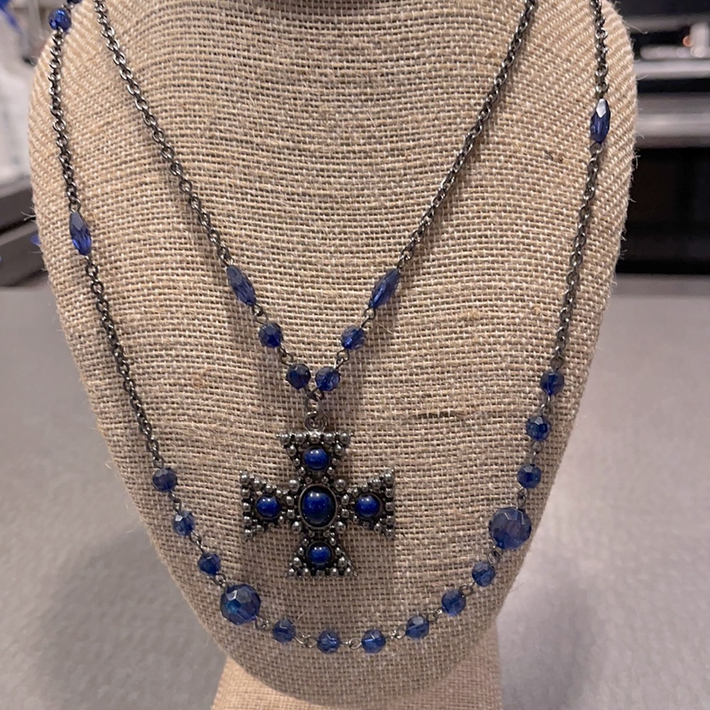 Blue cross necklace